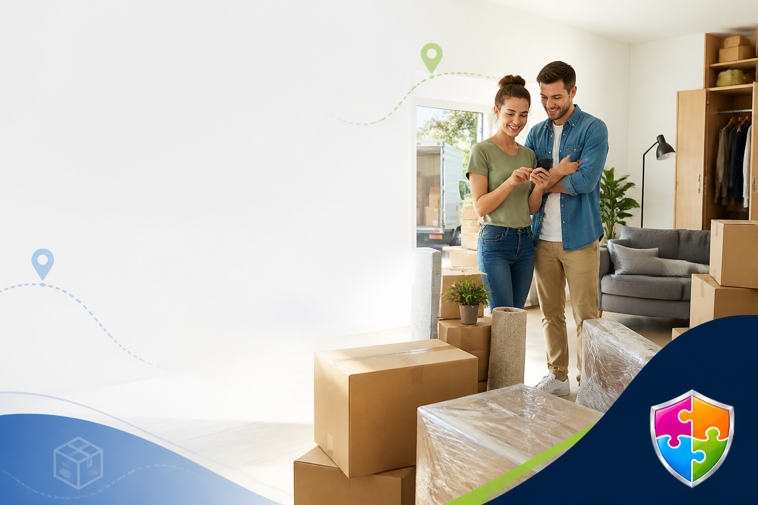 Apartment prepared for moving with boxes and furniture