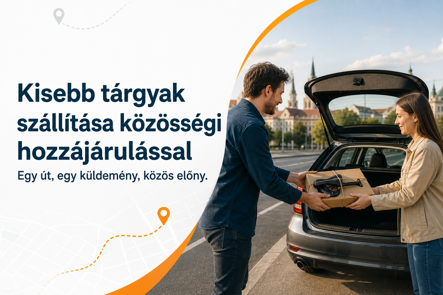 Közösségi kiscsomag-szállítás: egy becsomagolt tárgy elhelyezése személyautó csomagterében